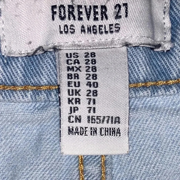 Forever 21 blue loose hem denim jeans mini skirt Sz  28 - Picture 4 of 9